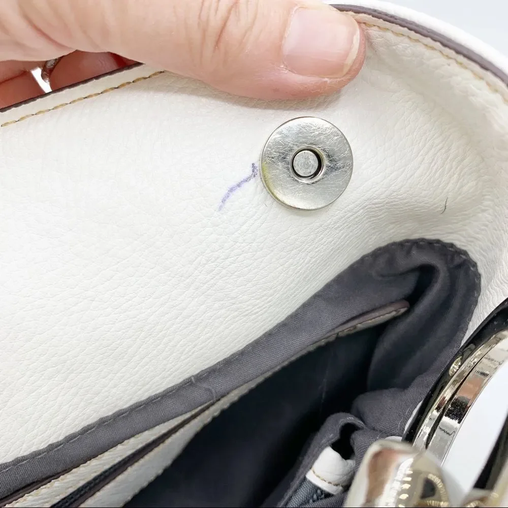 White Hobo Bag w/chunky Silver Rings‎